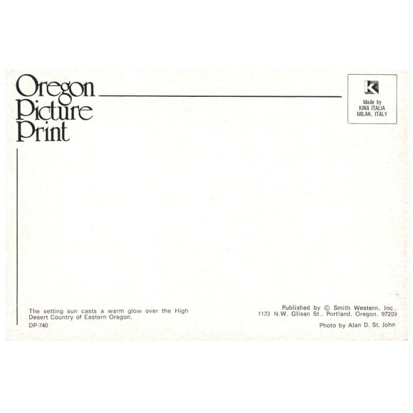 Postcard The Setting Sun Desert Country of Eastern Oregon High Deseret - Picture 2 of 2